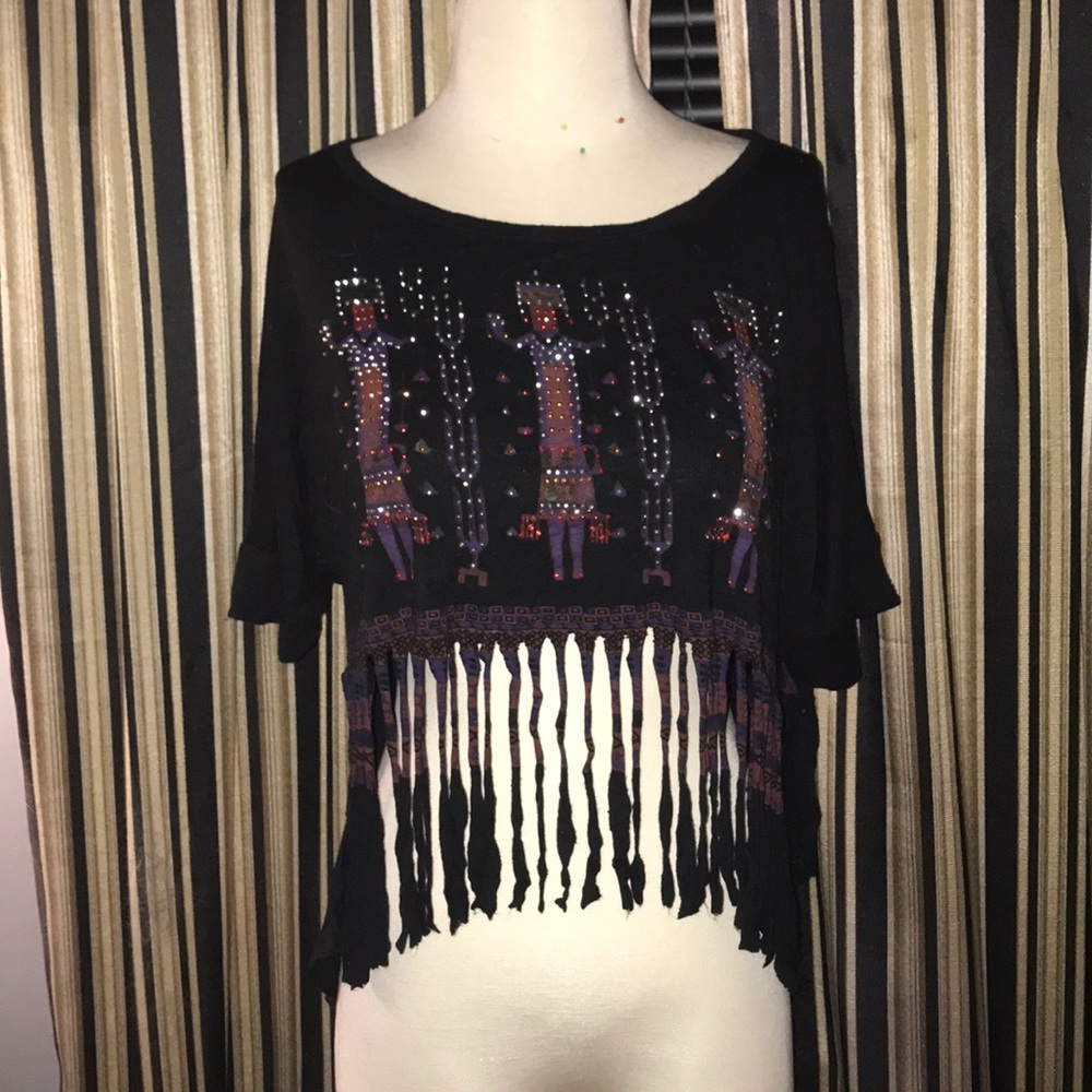 Boho tribal fringe top
